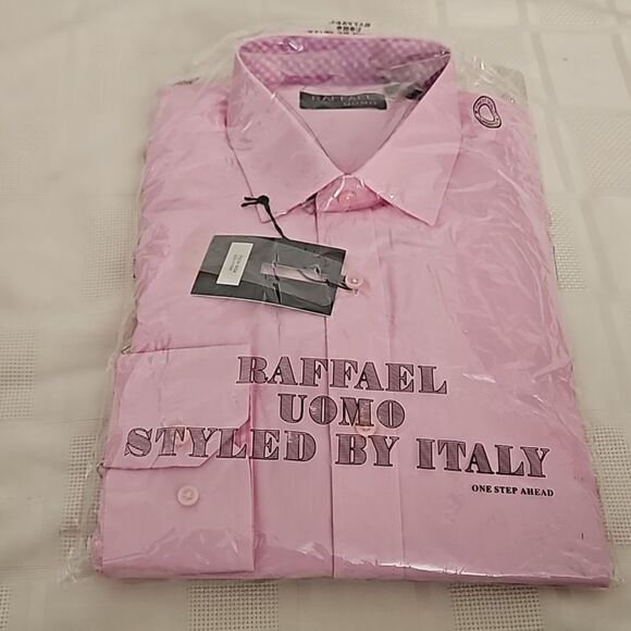 Raffael Uomo Men's Button-Down Long Sleeves Shirt Medium Pink - Picture 12 of 16